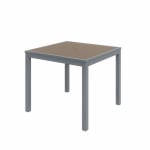 KFI Studios Eveleen Square Outdoor Table, Silver Frame, Mocha Top